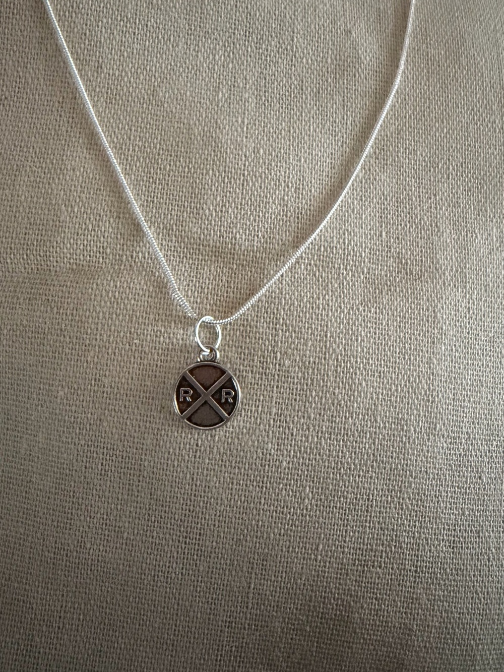 Round Pendant Necklace with Dark Accent - Unbranded